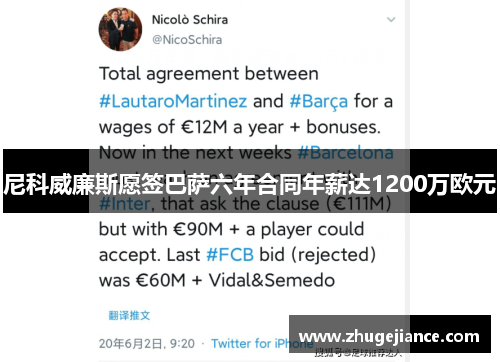 尼科威廉斯愿签巴萨六年合同年薪达1200万欧元